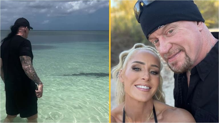 The Undertaker steps in to protect wife from shark in shocking video The Undertaker steps in to protect wife from shark in shocking video