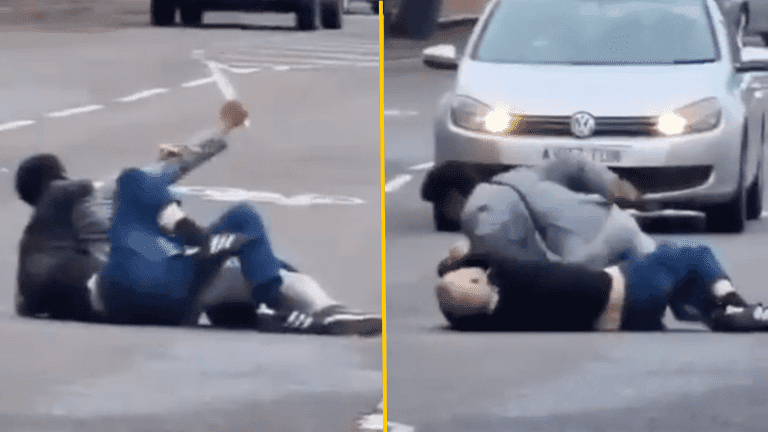 Man disarms knife-wielding thug as they wrestle in the middle of ‘Britain’s roughest street’ Man disarms knife-wielding thug as they wrestle in the middle of ‘Britain’s roughest street’