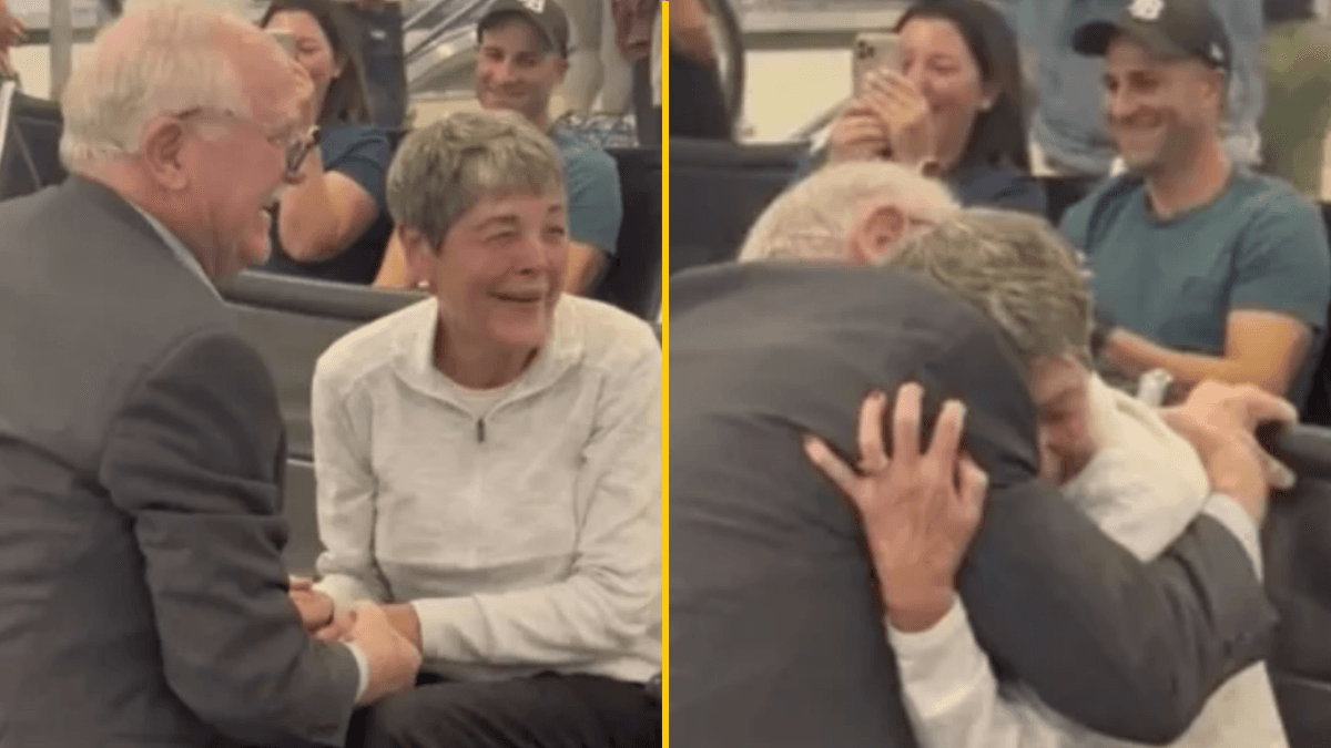 A 78-year-old man proposed to his high school crush at the airport