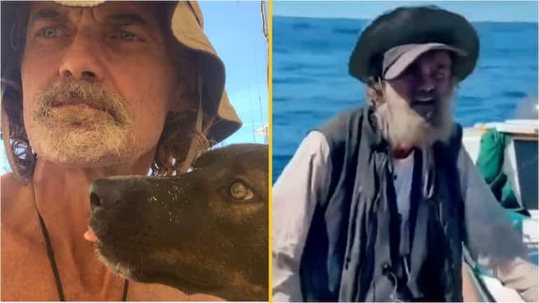 Australian sailor says emotional goodbye to dog Bella after three months lost at sea Australian sailor says emotional goodbye to dog Bella after three months lost at sea