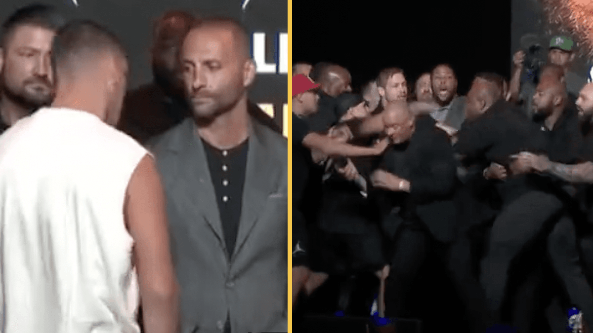 Twenty man brawl breaks out between security teams of Jake Paul and Nate Diaz