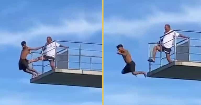 Lifeguard kicks boy off diving board after refusing to come down Lifeguard kicks boy off diving board after refusing to come down