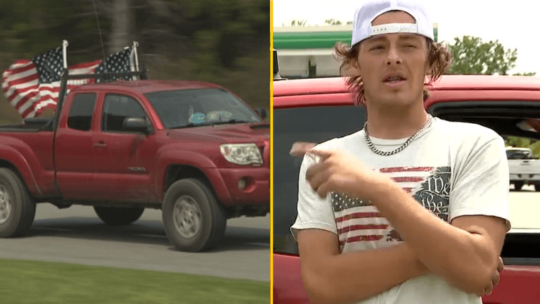 Family pull son out of school after he’s told to remove American flags from his truck Family pull son out of school after he’s told to remove American flags from his truck