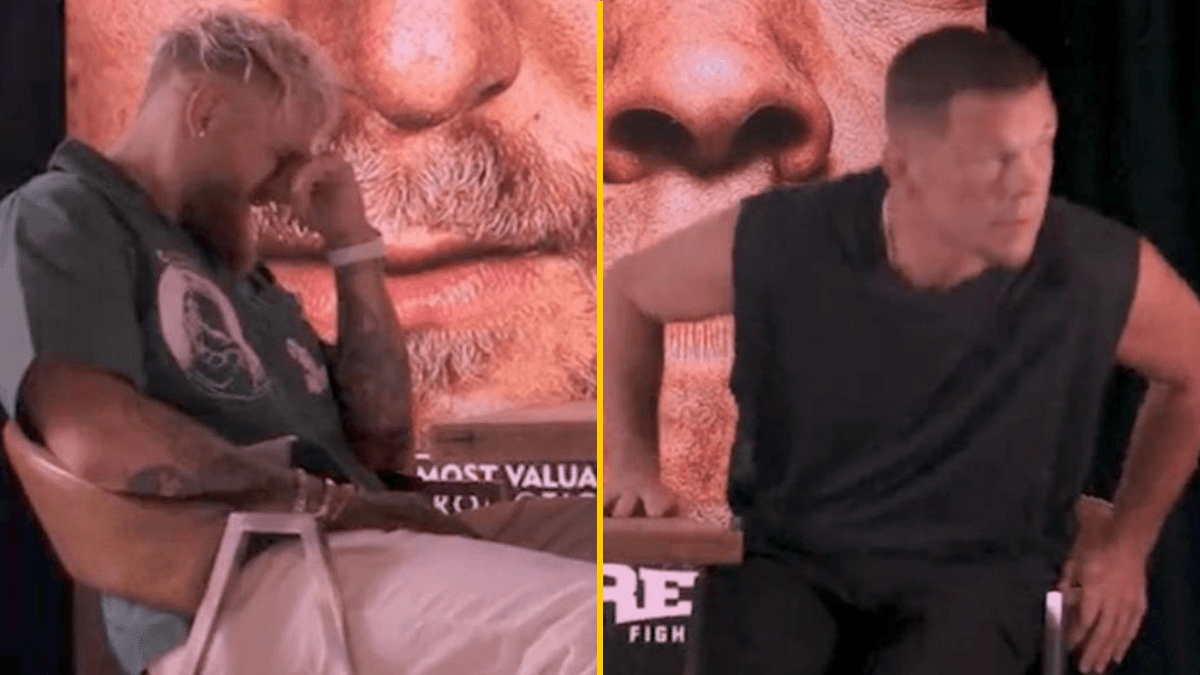 Jake Paul left with head in hands after Nate Diaz walks out of face-to-face interview