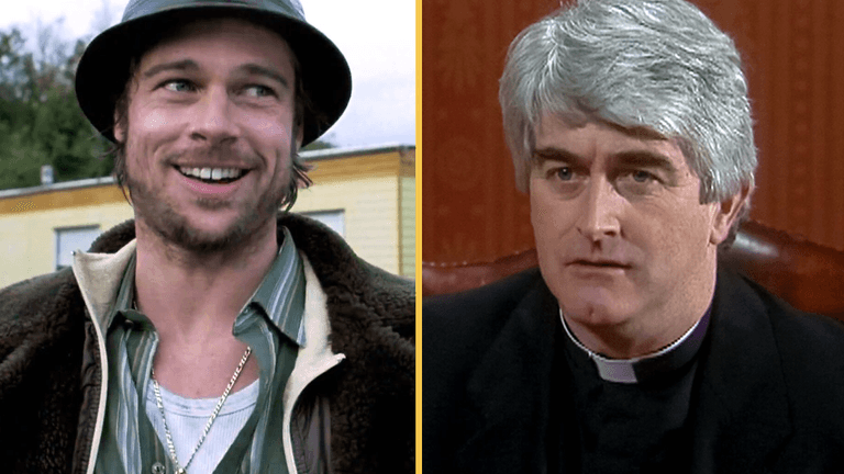 Brad Pitt reveals his Snatch performance was based on a Father Ted character Brad Pitt reveals his Snatch performance was based on a Father Ted character