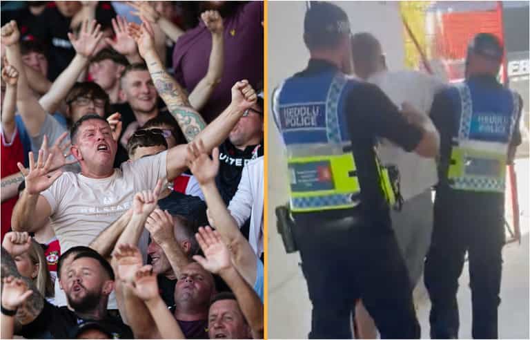 Fan forcefully ejected from Wrexham’s Racecourse Ground over ‘two-fingered salute’ Fan forcefully ejected from Wrexham’s Racecourse Ground over ‘two-fingered salute’