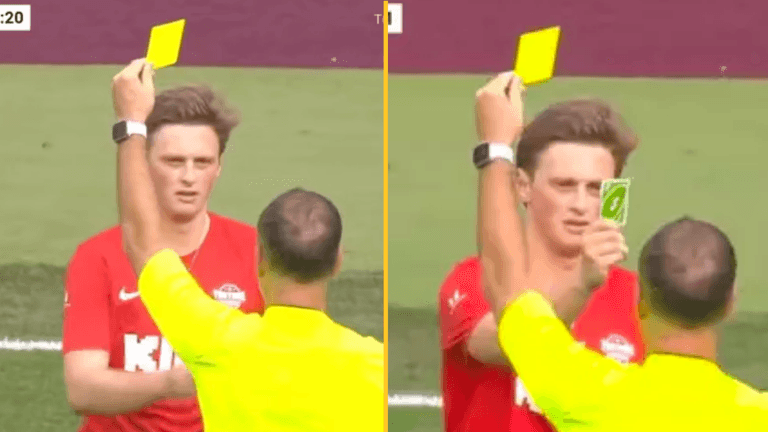 Football history made as ref has yellow card Uno reversed Football history made as ref has yellow card Uno reversed