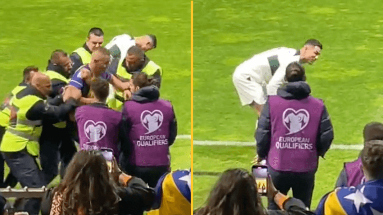 Footage shows what happened between Ronaldo and pitch invader Footage shows what happened between Ronaldo and pitch invader
