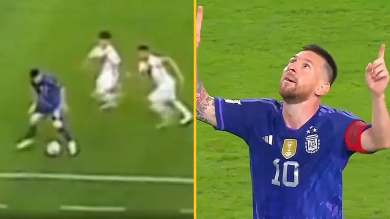 Lionel Messi embarrasses two Peru players with unbelievable skill Lionel Messi embarrasses two Peru players with unbelievable skill