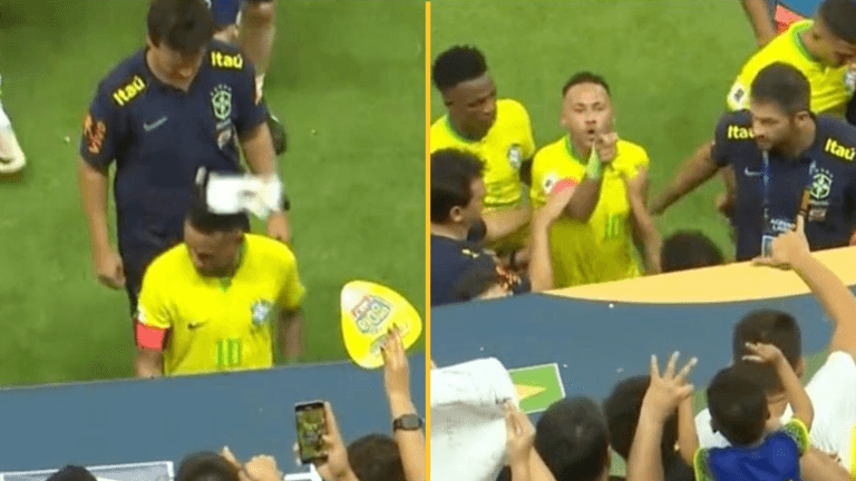 Neymar hit on the head by Brazil fans Neymar hit on the head by Brazil fans