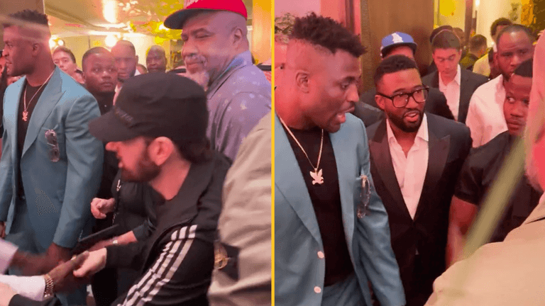 Francis Ngannou completely blanks Eminem at event before Tyson Fury fight Francis Ngannou completely blanks Eminem at event before Tyson Fury fight