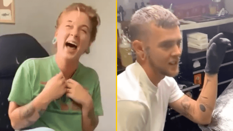 Woman in hysterics after tattoo artist makes major spelling mistake Woman in hysterics after tattoo artist makes major spelling mistake