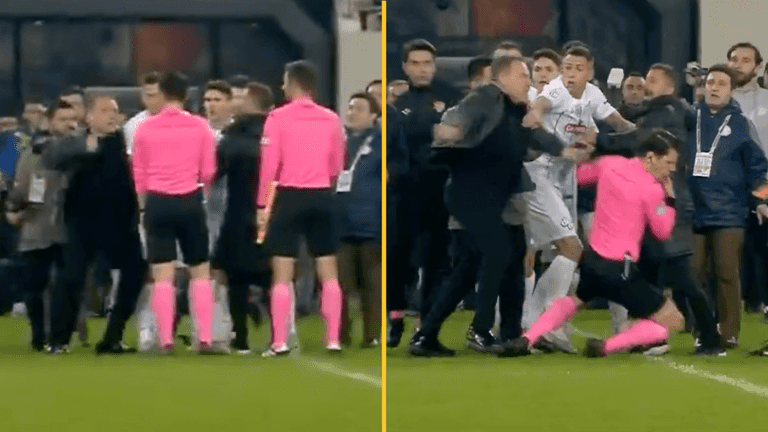 Shocking moment Turkish football club president punches referee on the pitch Shocking moment Turkish football club president punches referee on the pitch