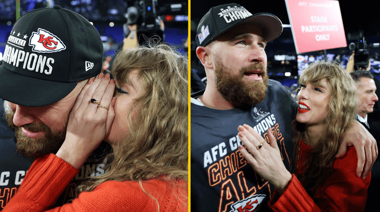 Taylor Swift storms pitch to celebrate as Travis Kelce’s Chiefs reach Super Bowl Taylor Swift storms pitch to celebrate as Travis Kelce’s Chiefs reach Super Bowl