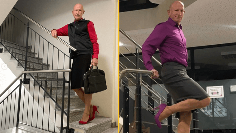 Straight dad proudly wears skirts and heels to fight gender stereotypes Straight dad proudly wears skirts and heels to fight gender stereotypes