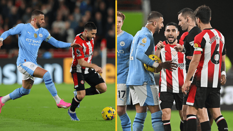 Kyle Walker involved in heated exchange with Neal Maupay after comeback win Kyle Walker involved in heated exchange with Neal Maupay after comeback win
