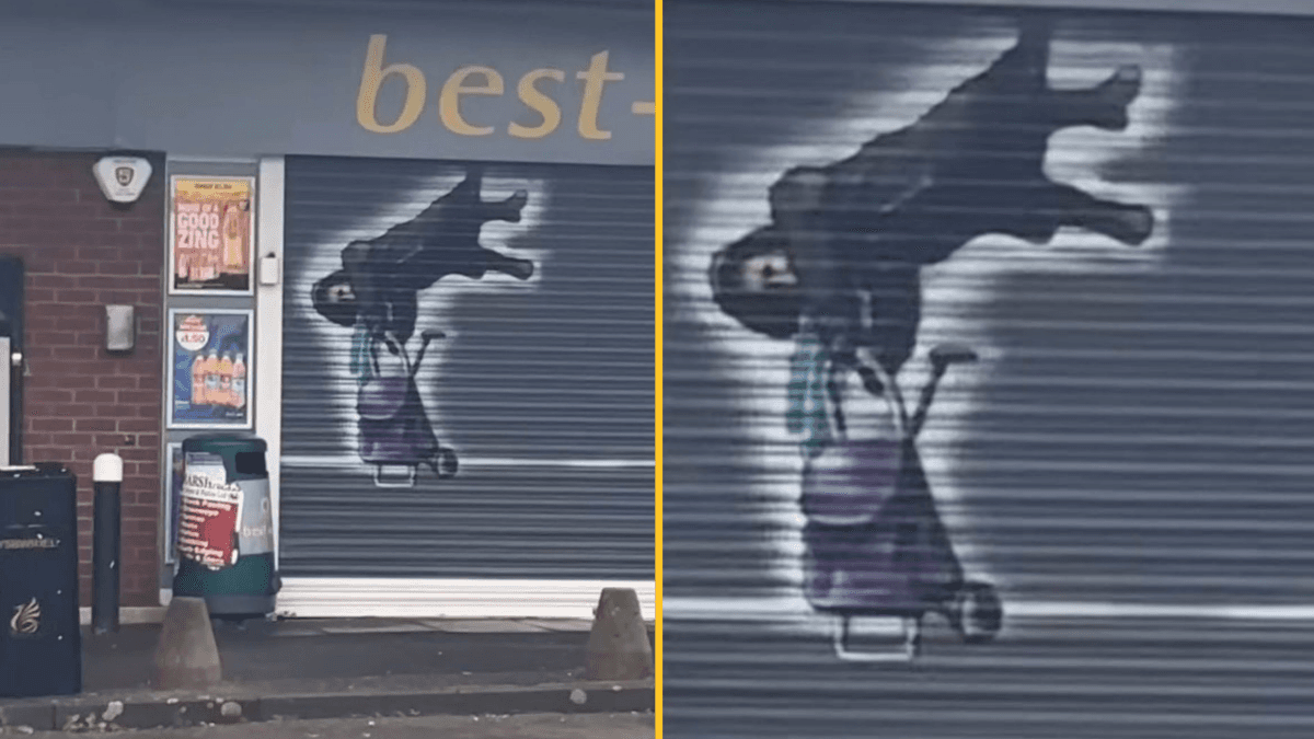 Shop honours woman who was left dangling mid-air after being lifted up by shutters