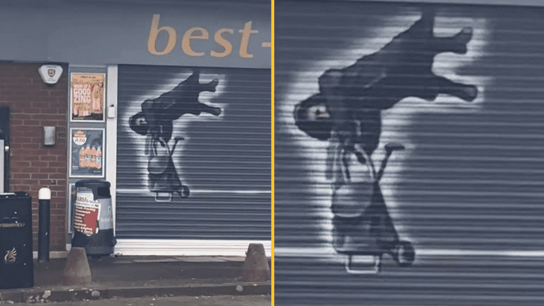 Shop honours woman who was left dangling mid-air after being lifted up by shutters Shop honours woman who was left dangling mid-air after being lifted up by shutters