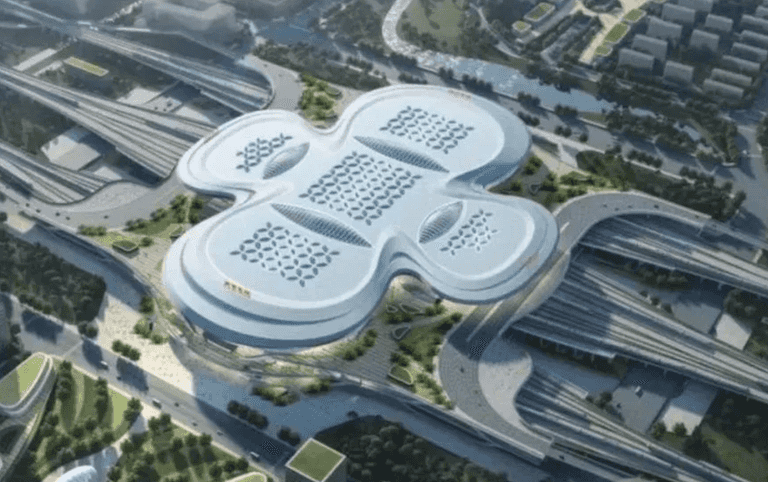 China’s latest train station gets roasted for looking like a sanitary pad China’s latest train station gets roasted for looking like a sanitary pad