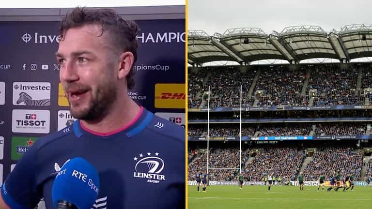 Reporter shares Mayo joke with Caelan Doris after Leinster Croke Park win Reporter shares Mayo joke with Caelan Doris after Leinster Croke Park win