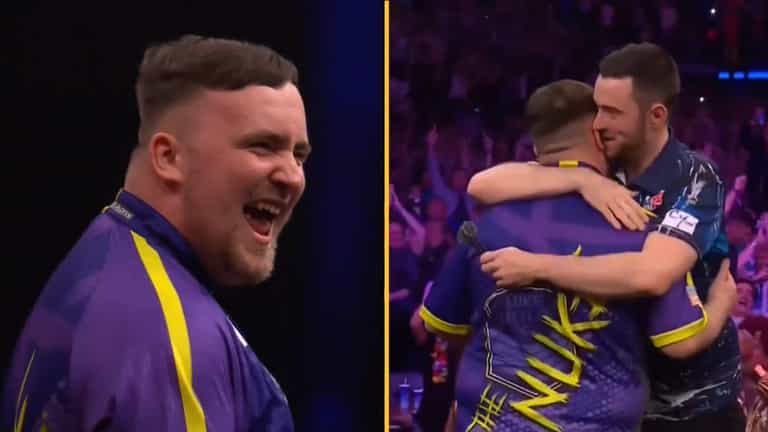 Luke Littler hits nine-darter in Premier League final Luke Littler hits nine-darter in Premier League final