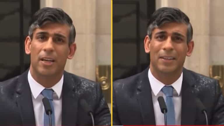 Things Can Only Get Better drowns out Rishi Sunak’s election speech Things Can Only Get Better drowns out Rishi Sunak’s election speech