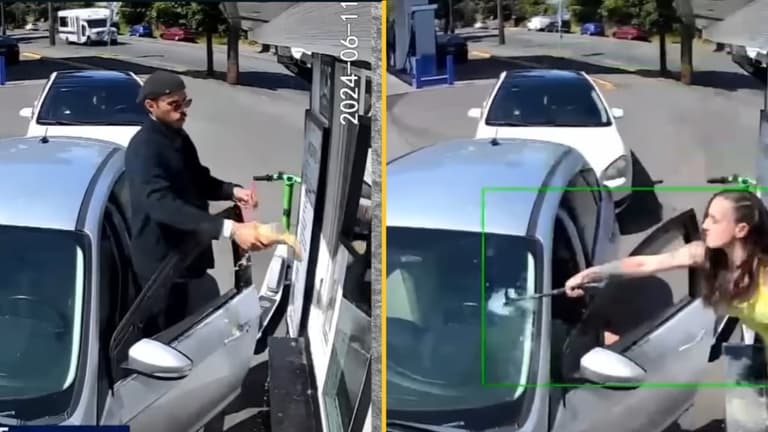 Barista smashes car windscreen after driver throws drink in her face Barista smashes car windscreen after driver throws drink in her face