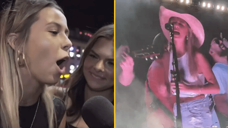 Hawk Tuah girl sings alongside massive music star after being invited on stage Hawk Tuah girl sings alongside massive music star after being invited on stage