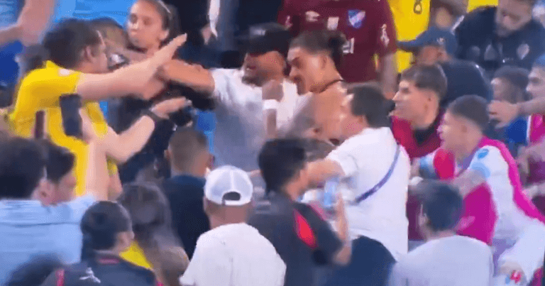 Darwin Nunez involved in fist fight with Colombia fans after Copa America defeat Darwin Nunez involved in fist fight with Colombia fans after Copa America defeat