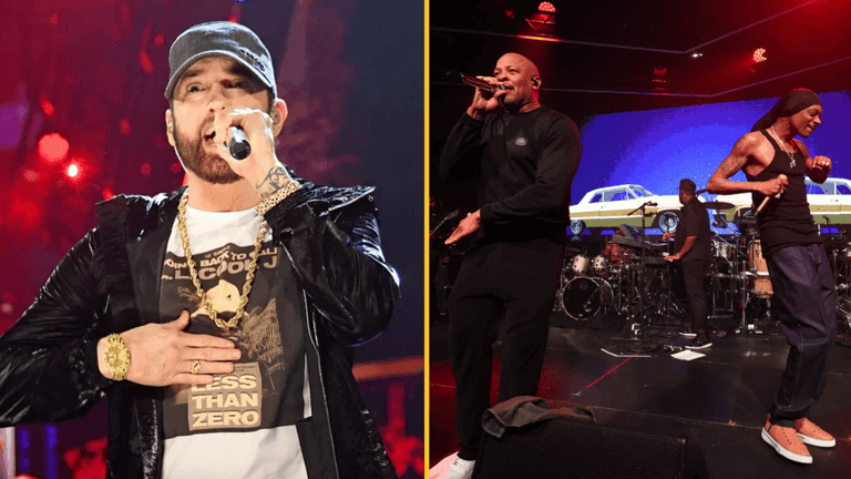 Fans stunned as Dr Dre and Snoop Dogg bring out Eminem during London show Fans stunned as Dr Dre and Snoop Dogg bring out Eminem during London show