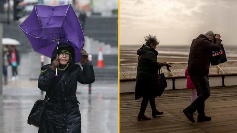 Temperatures plummet across UK as Brits battle ferocious winds Temperatures plummet across UK as Brits battle ferocious winds