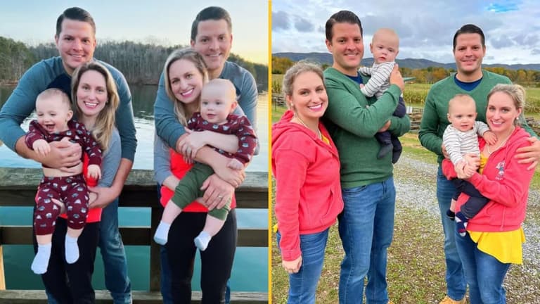 Twins who married twins reveal their sons are genetic brothers despite being cousins Twins who married twins reveal their sons are genetic brothers despite being cousins