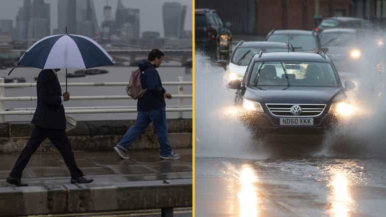 Amber weather warning in place for heavy rain for millions across England Amber weather warning in place for heavy rain for millions across England