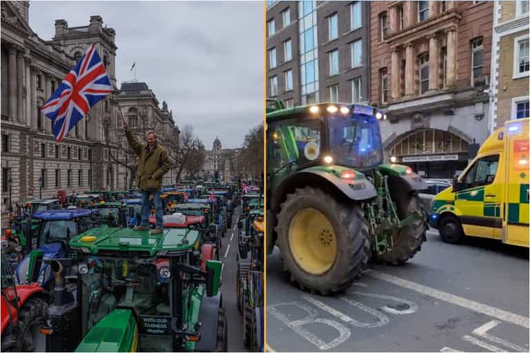 Ambulance blocked by protesting tractors Ambulance blocked by protesting tractors