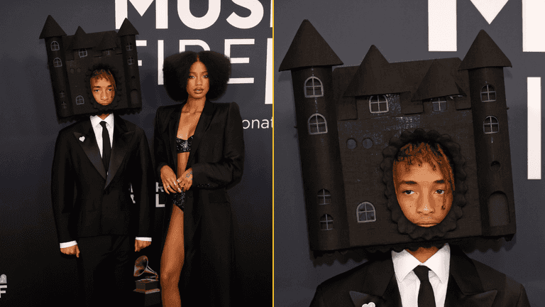 Jaden Smith goes to the Grammys wearing a castle on his head Jaden Smith goes to the Grammys wearing a castle on his head