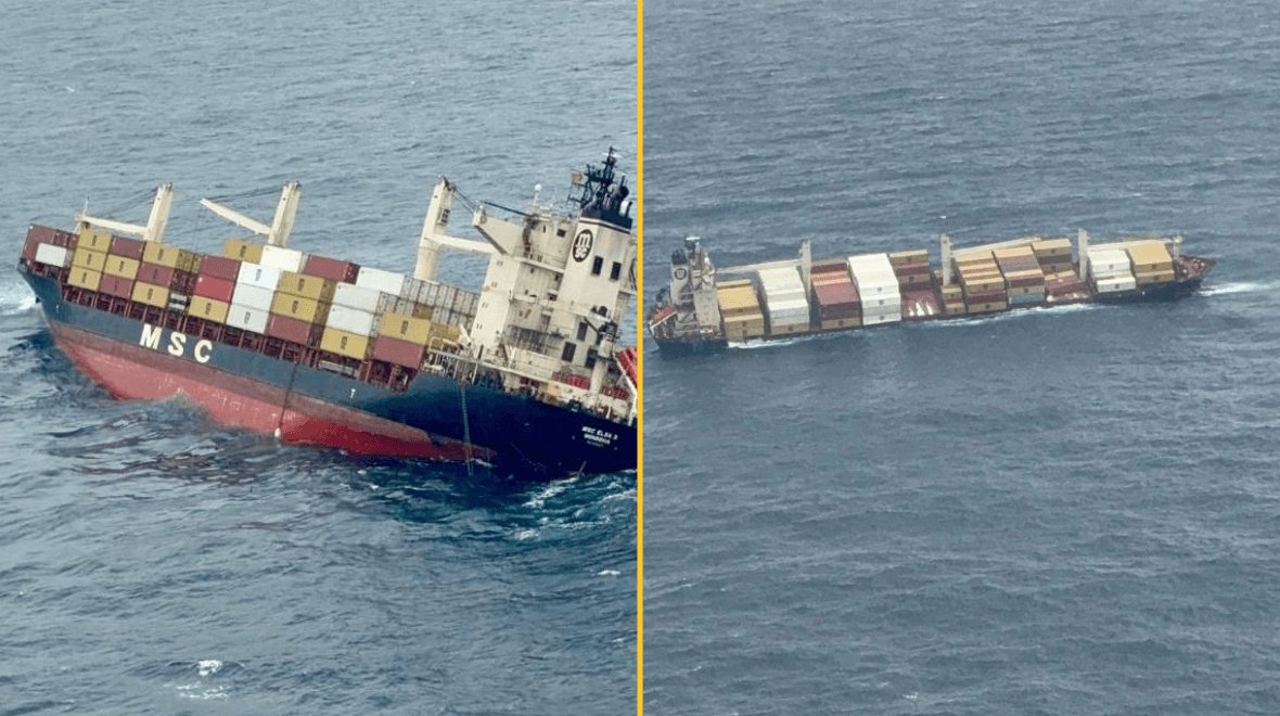 Authorities on high alert after massive cargo ship carrying ‘hazardous cargo’ capsizes