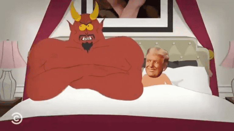 White House hits back at South Park depiction of Donald Trump in bed with Satan White House hits back at South Park depiction of Donald Trump in bed with Satan