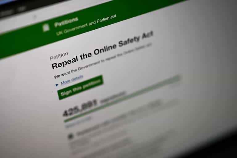 Petition to repeal Online Safety Act passes 500,000 signatures Petition to repeal Online Safety Act passes 500,000 signatures