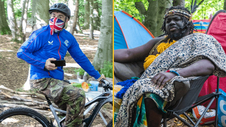 African tribe living in Scottish woodland confronted by locals trying to destroy camp African tribe living in Scottish woodland confronted by locals trying to destroy camp
