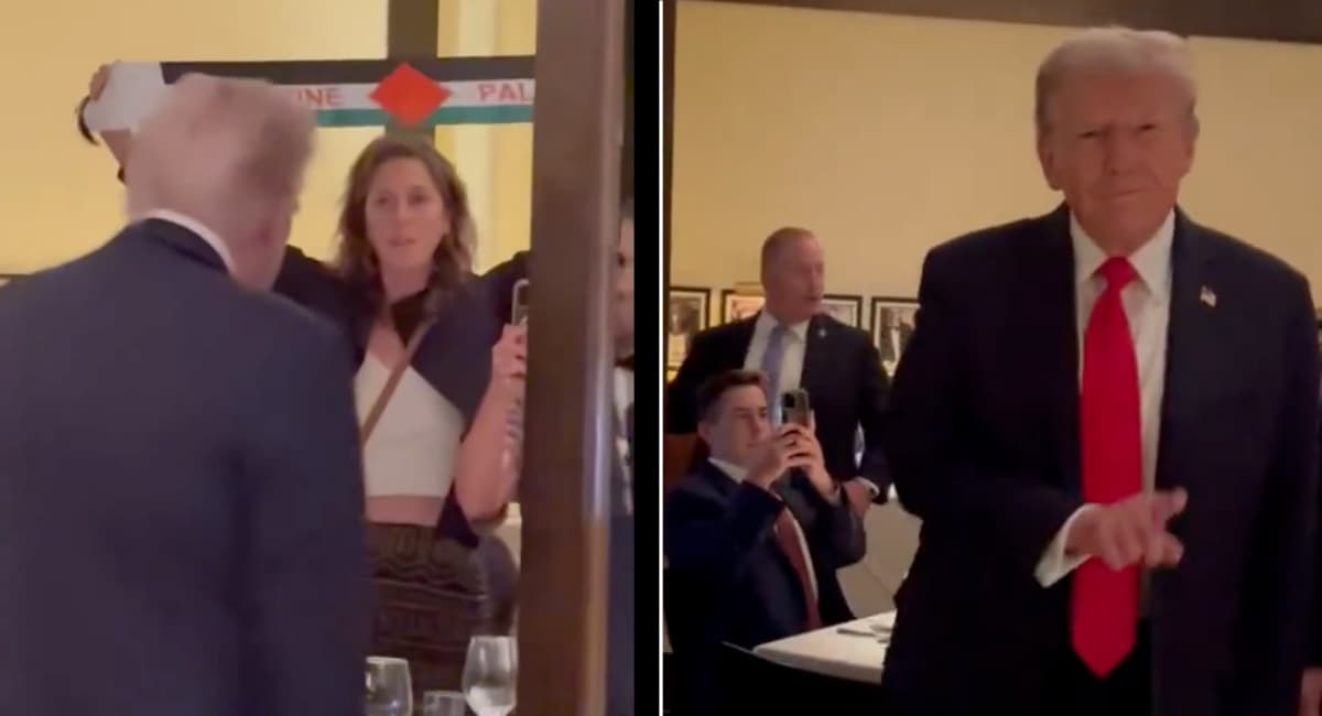 Pro-Palestine protestors confront Trump at Washington DC restaurant