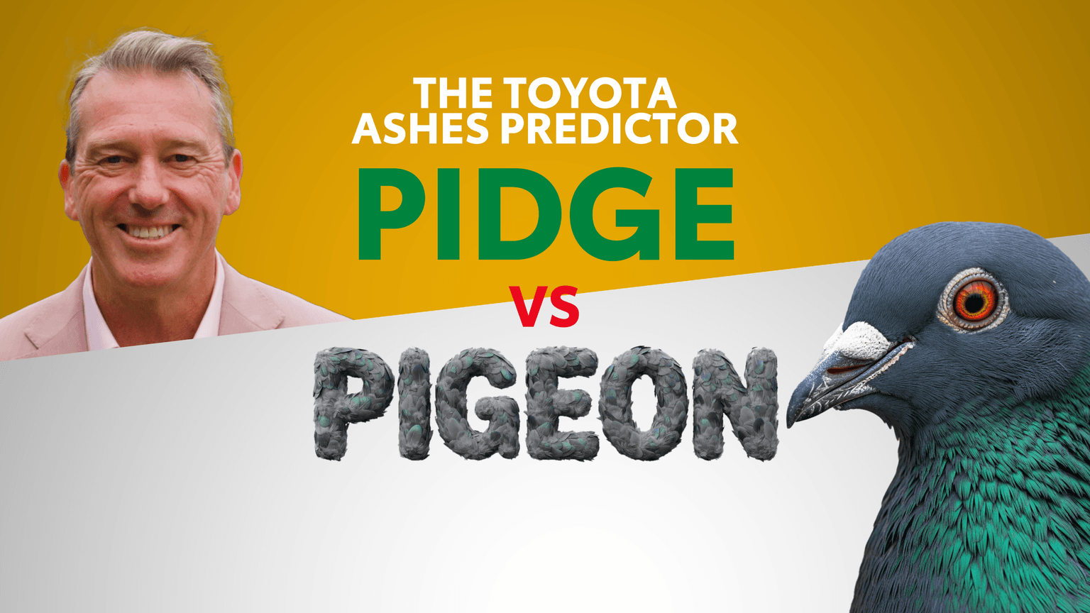 Cricket legend Glenn ‘Pidge’ McGrath goes up against a pigeon to predict The Ashes result