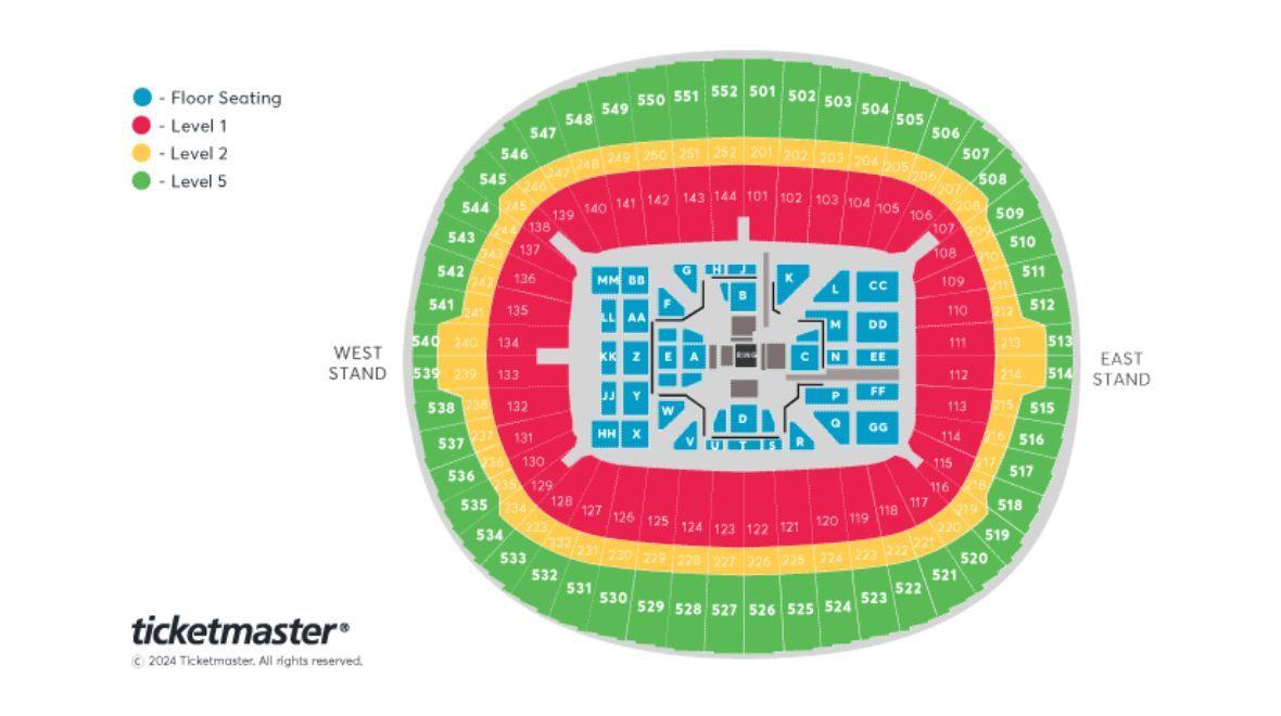 Wembley Stadium seating plan for Usyk vs Dubois.