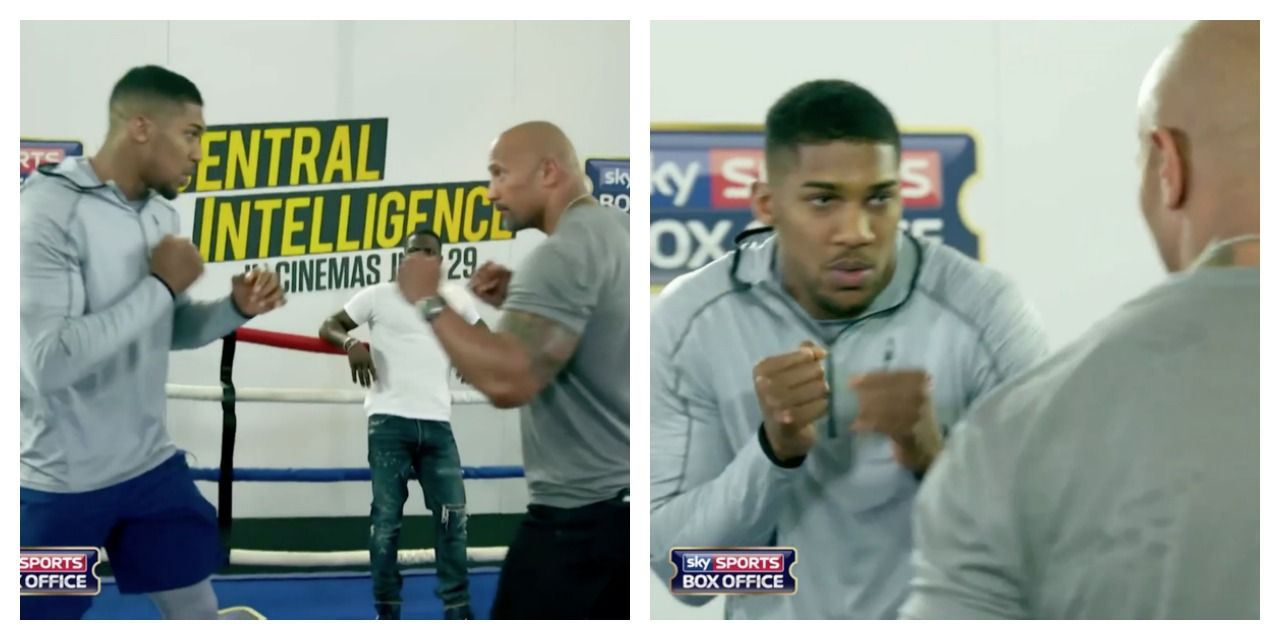 The Rock and Kevin Hart give Anthony Joshua sparring tips