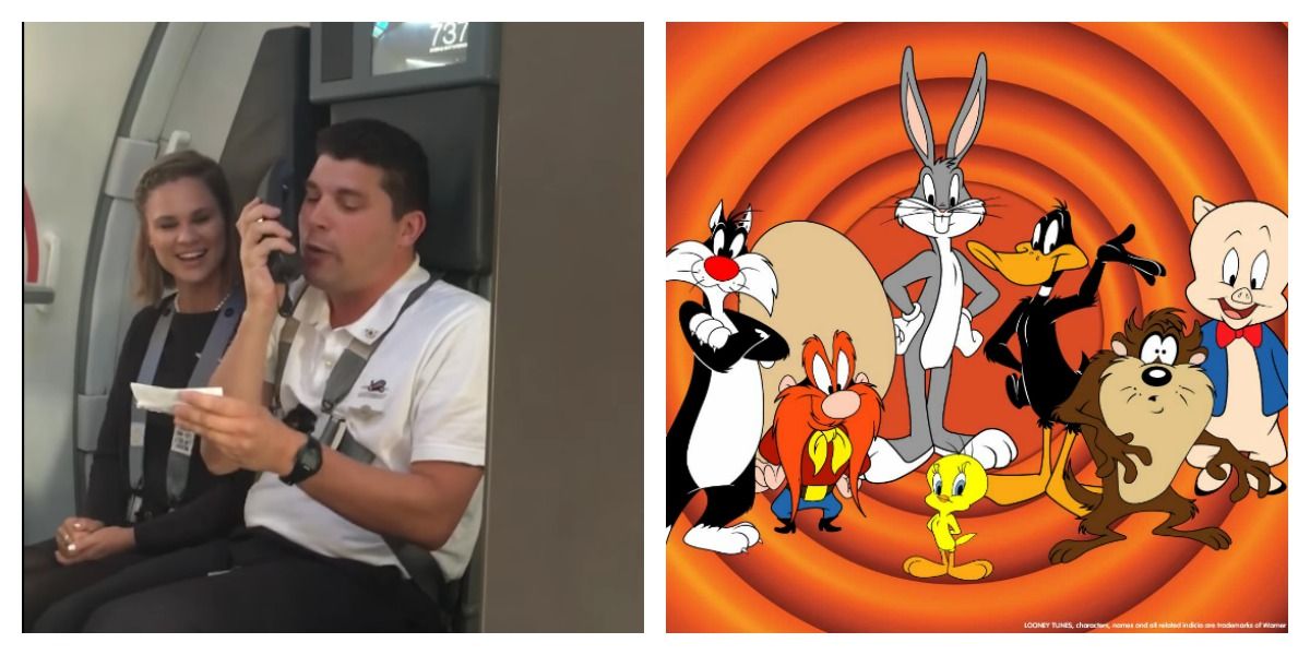 This flight attendant's Looney Tunes announcement is the best thing you