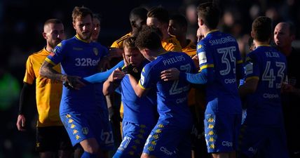 Leeds’ star man gets sent off for allegedly spitting at opposition player