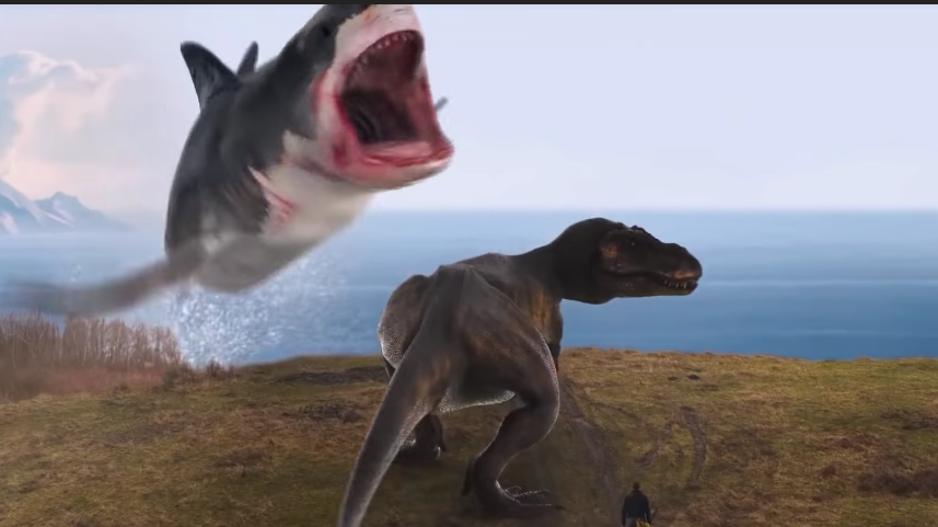 The next Sharknado film has a T-Rex fighting a shark and yeah... we're