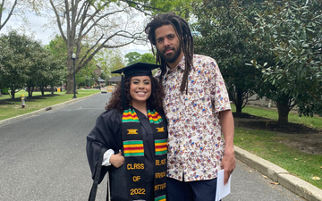 J. Cole lives up to high-school promise and surprises fan at college graduation