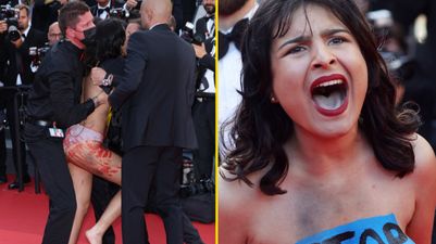 Topless woman crashes Cannes Film Festival red carpet to protest ‘sexual violence’ in Ukraine