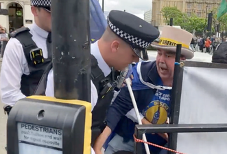 Brexit protester has amplifiers seized as new protest laws come into force