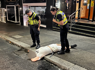 Drunk man stages protest on pavement after being refused entry to hotel he wasn’t staying at